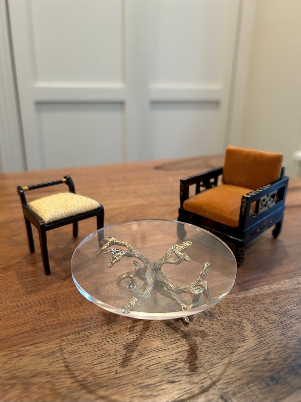 Vtg Sonia Messer Side Chair, Table & Arm Chair, Lot of 3, Dollhouse Furniture